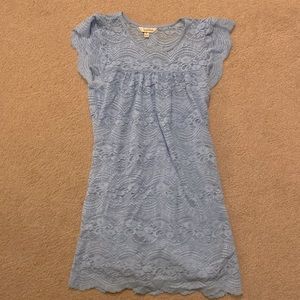 “Speechless” Light Blue Lace Dress, knee length with short sleeves
